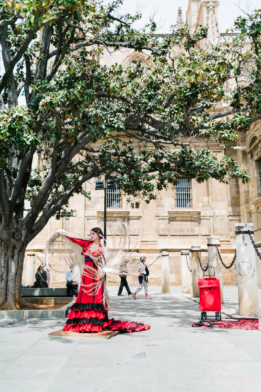 This beautiful woman just casually flamenco dancing on a beautiful corner of the cathedral.  Her moves were  powerful.